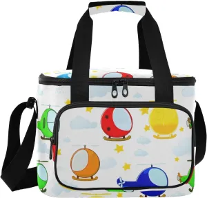 Helicopter Stars White Insulated Cooler Bag for Women Men Leakproof 24 Can Camping Car Cooler for Grocery Office