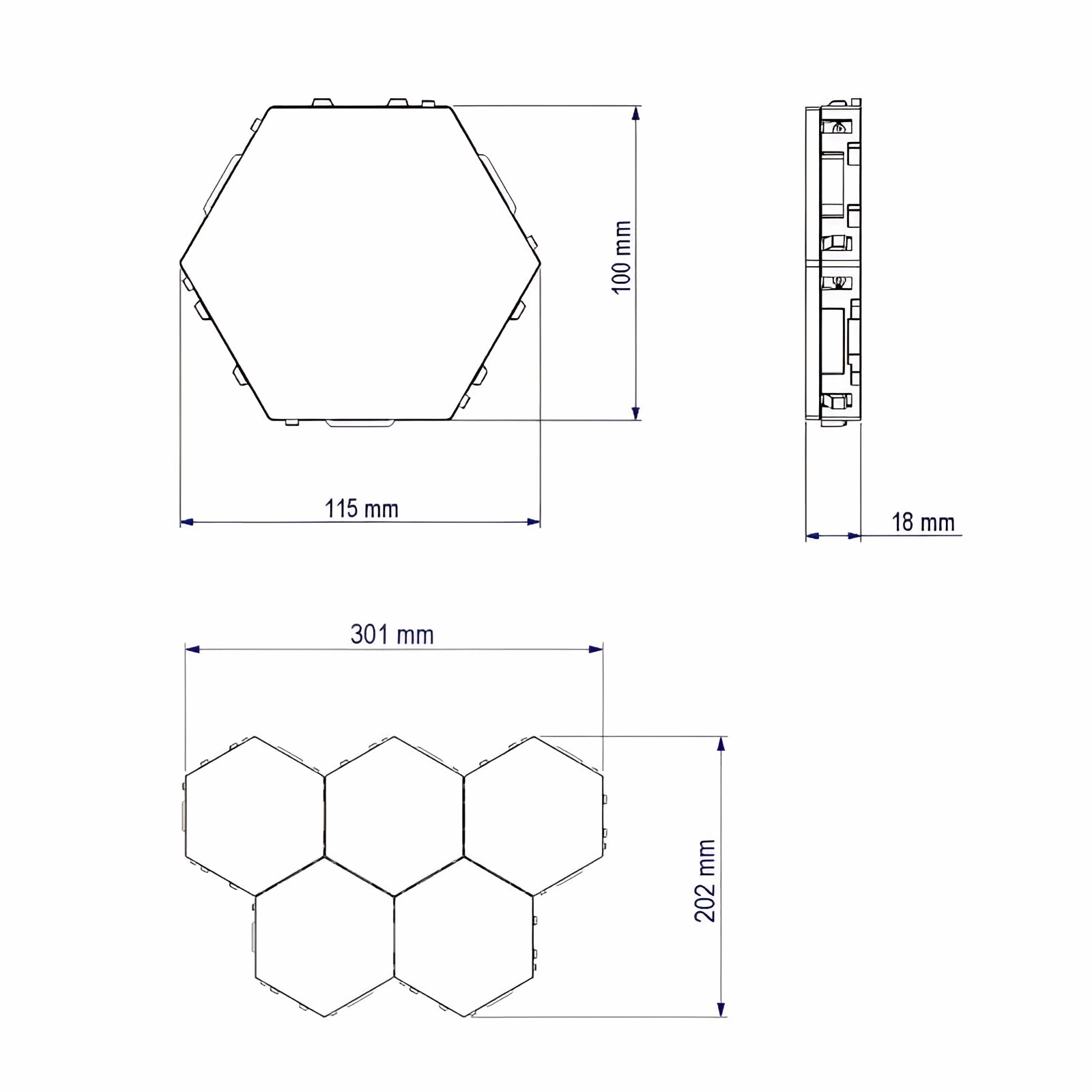 Hexagonal Modular Touch LED Wall Lights - Modern Customizable Panels