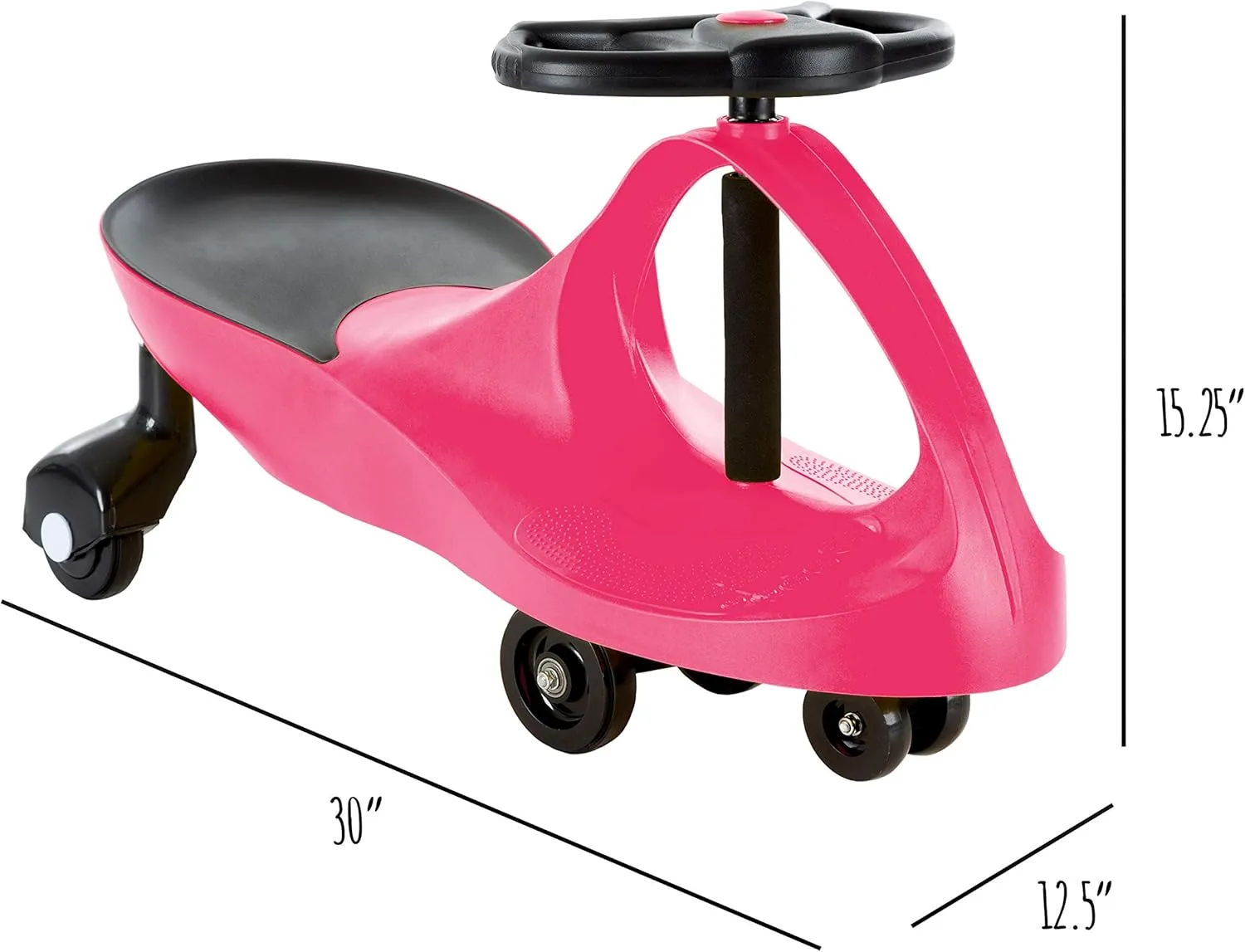 Hey! Play! Zig Zag Ride On Car- No Batteries, Gears or Pedals- Twist, Wiggle & Go- Outdoor Play Toy for Boys and Girls 3 Years Old & Up by Lilâ€™ Rider (Pink)