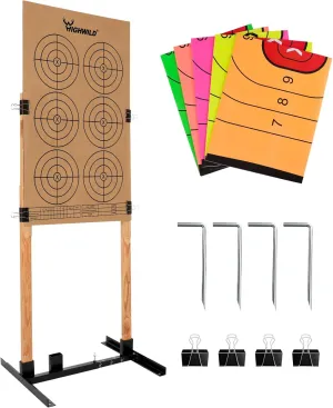 Highwild Adjustable Target Stand Base for Paper Shooting Cardboard Silhouette H Shape Stand Base for Shooting Range 1x2 Wooden Target Station Setup - 1 Pack