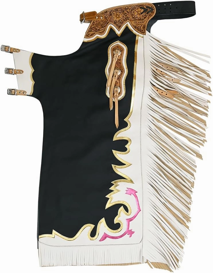 HILASON Bull Riding Genuine Leather Rodeo Western Chaps | Leather Bull Riding Chaps for Men and Women | Bull Riding Chaps | Western Chaps Leather | Unisex Riding Chaps