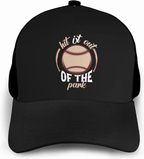 Hit It Out of The Park Baseball Cap Men Women Baseball Caps Adjustable Breathable Sports Sun Hat Casual Outdoor Trucker Hats Golf Dad Ball Cap Black
