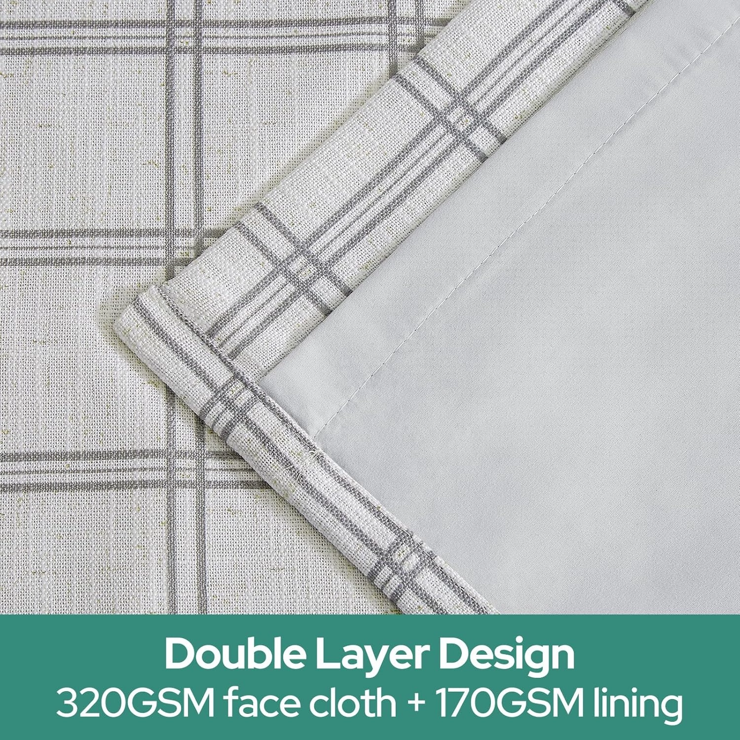 HOMEIDEAS 100% Blackout Plaid Pinch Pleated Curtains, Noise Reduction Thermal Insulated with Adjustable Hook, for Farmhouse Living Room, Bedroom, Nursery, 2 Panels, W40 X L84 Inch, Grey