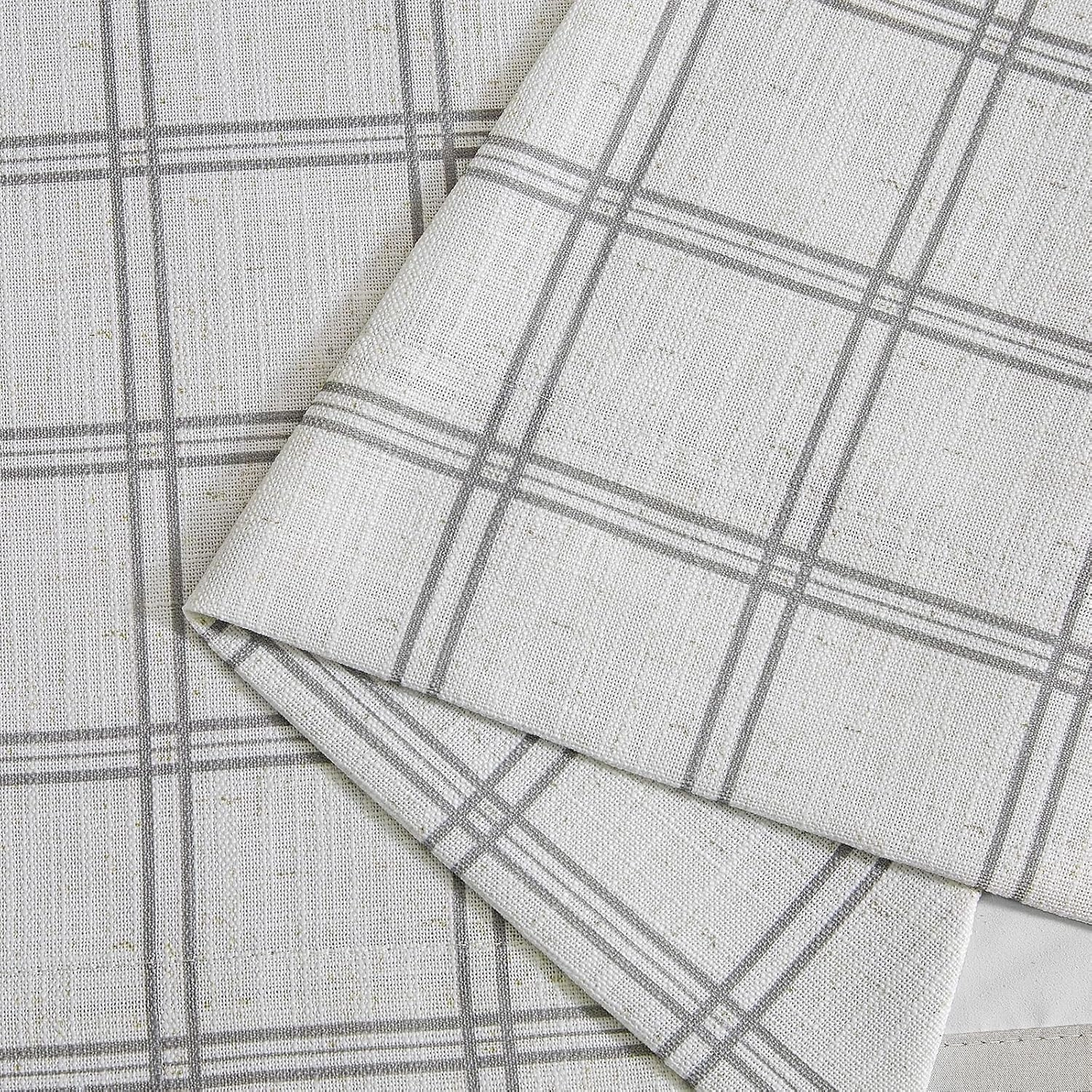 HOMEIDEAS 100% Blackout Plaid Pinch Pleated Curtains, Noise Reduction Thermal Insulated with Adjustable Hook, for Farmhouse Living Room, Bedroom, Nursery, 2 Panels, W40 X L84 Inch, Grey