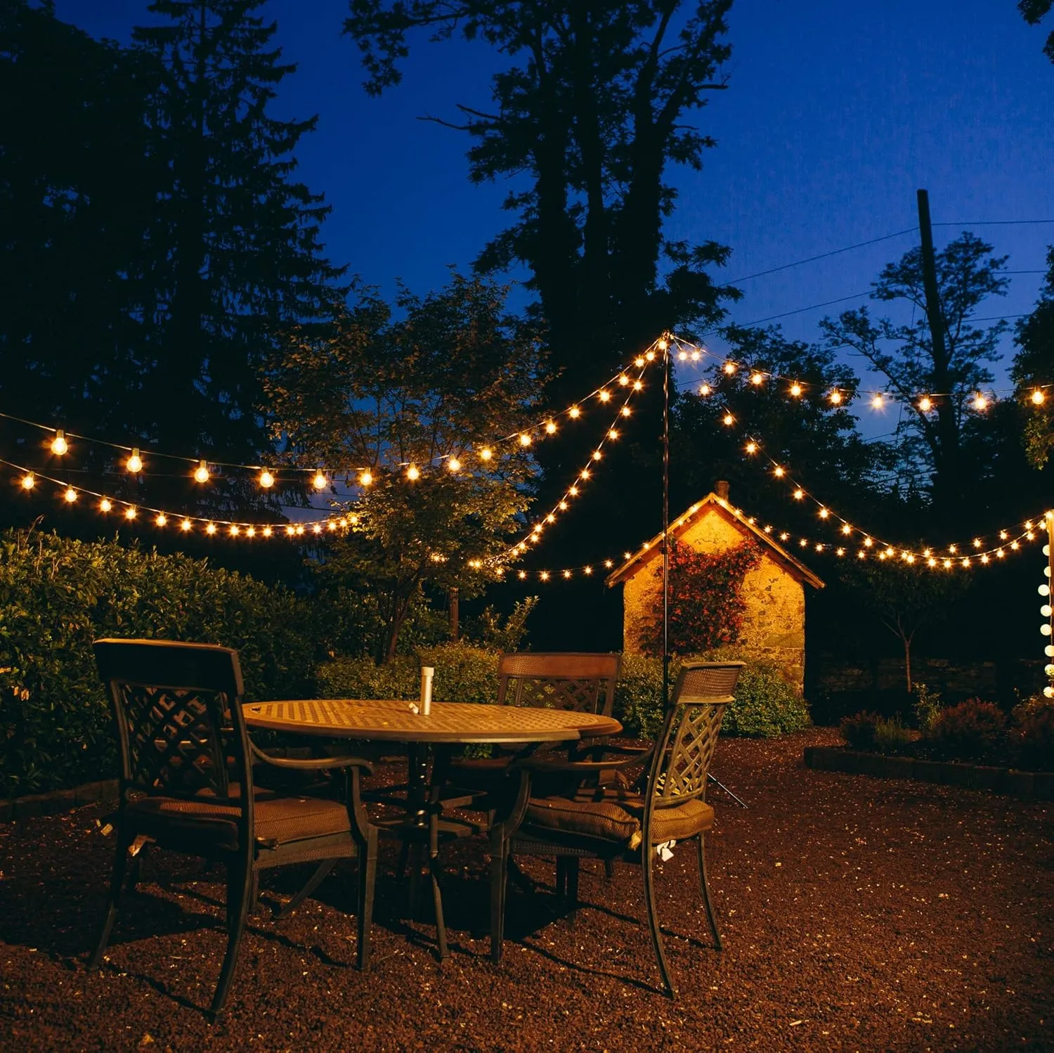 Hometown Evolution, Inc. 100 ft G40 Globe Patio String Lights with Clear Bulbs (Black Wire) (  5 Free Spares)