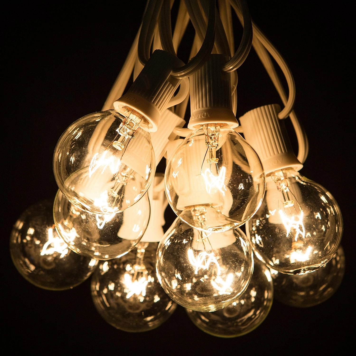 Hometown Evolution, Inc. 100 Foot G40 Globe String Lights with Clear Bulbs (100 Foot - White Wire) for Weddings, Bistro, Cafe, Market and Tent Lighting