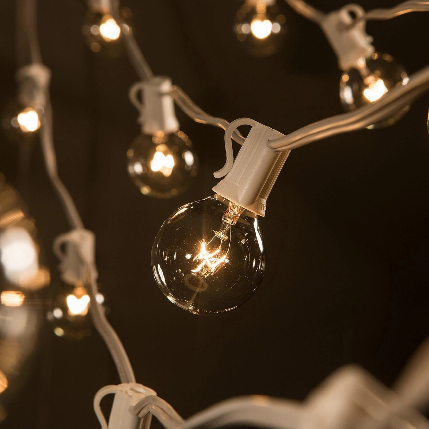 Hometown Evolution, Inc. 100 Foot G40 Globe String Lights with Clear Bulbs (100 Foot - White Wire) for Weddings, Bistro, Cafe, Market and Tent Lighting
