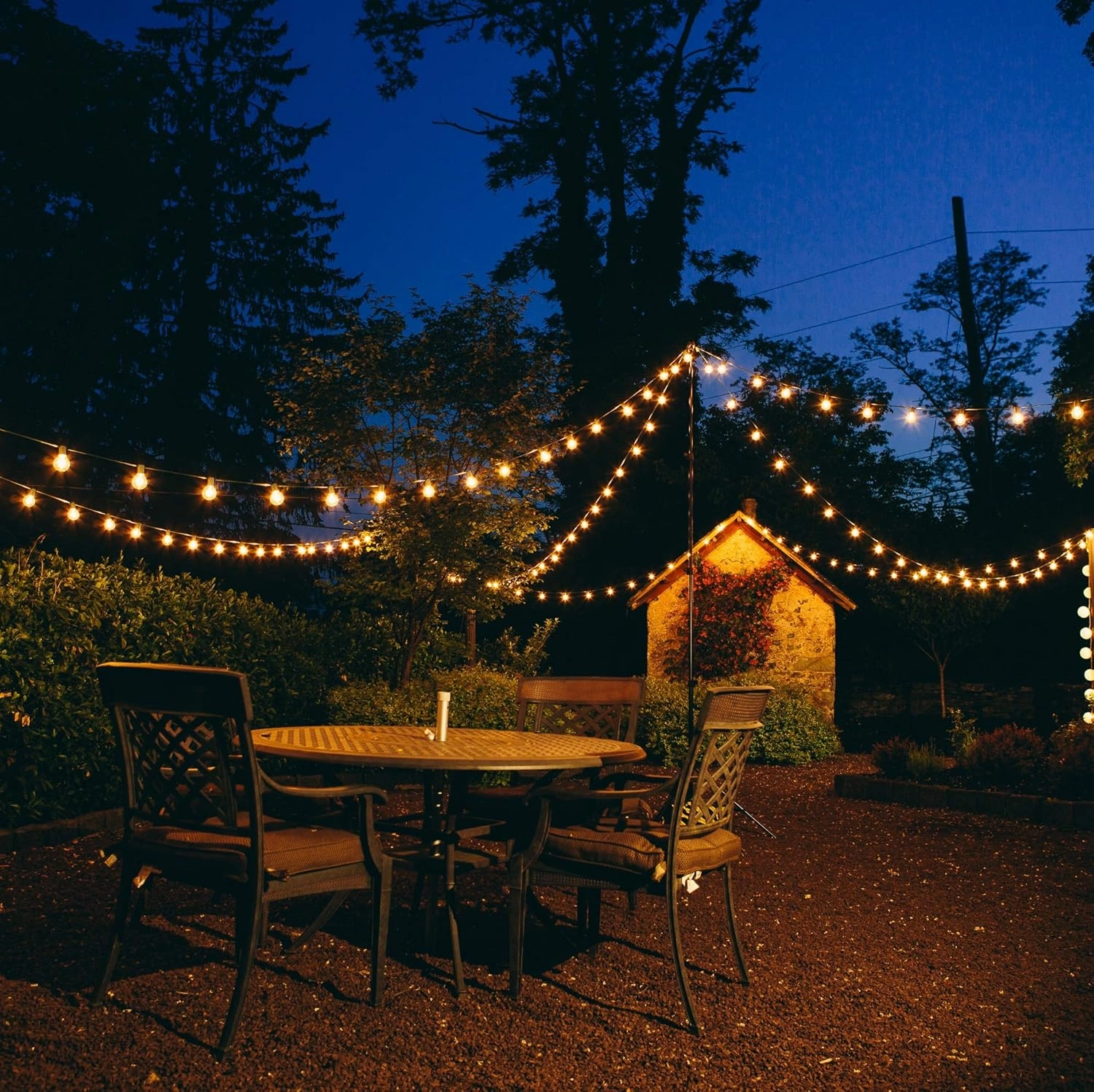 Hometown Evolution, Inc. 100 Foot White Globe String Lights - 105 G50 Clear 2" Bulbs (5 Extra) - White Wire - for Weddings, Bistro, Cafe, Market and Tent Lighting