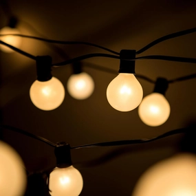 Hometown Evolution, Inc. G50 2" LED White Satin Pearl Outdoor Globe String Lights (Black Wire, 10 ft)