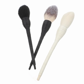 Homoyoyo 3pcs Wool Powder Brush Rattan Handle Soft Makeup Brushes for Blending Blush and Highlighting for Women and Men Includes and