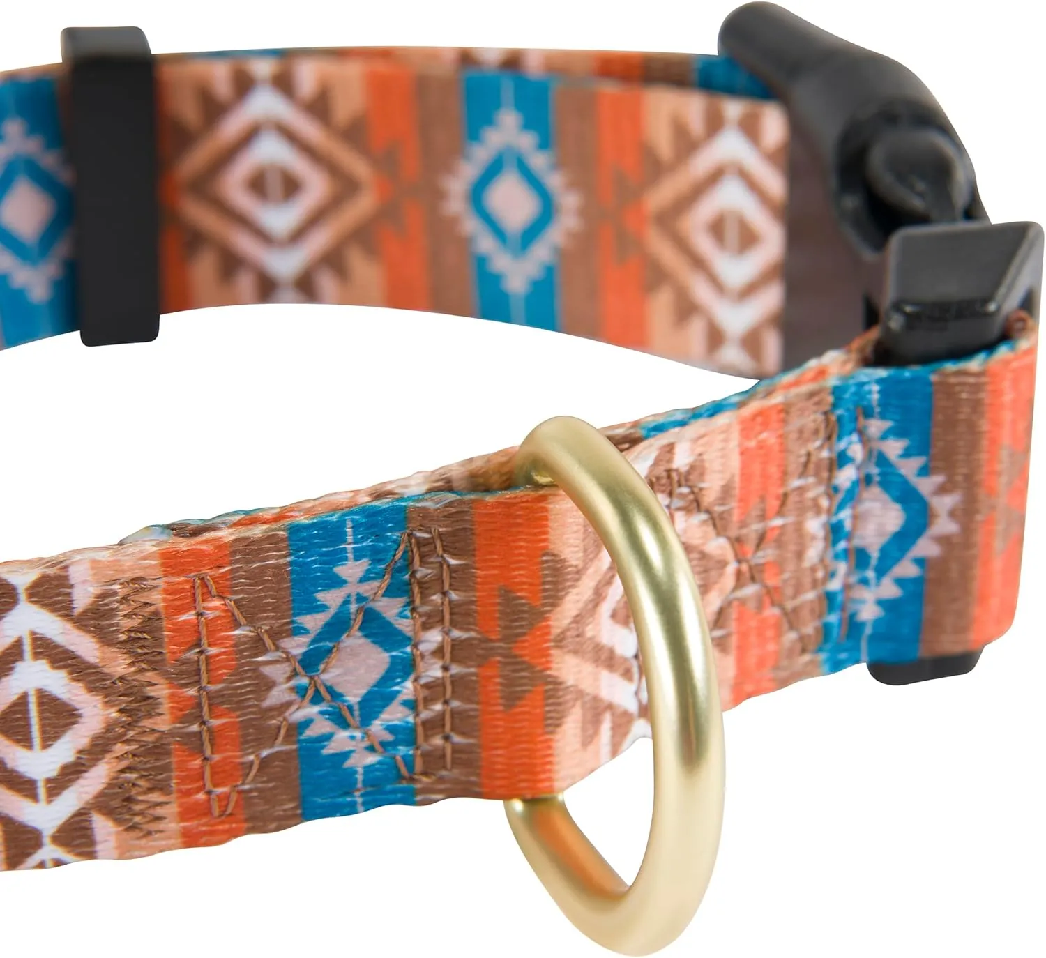 Hooey Nomad Dog Collar, Durable Polyester Webbing Collar with Graphic-Inspired Prints, Dirty Turq, Medium