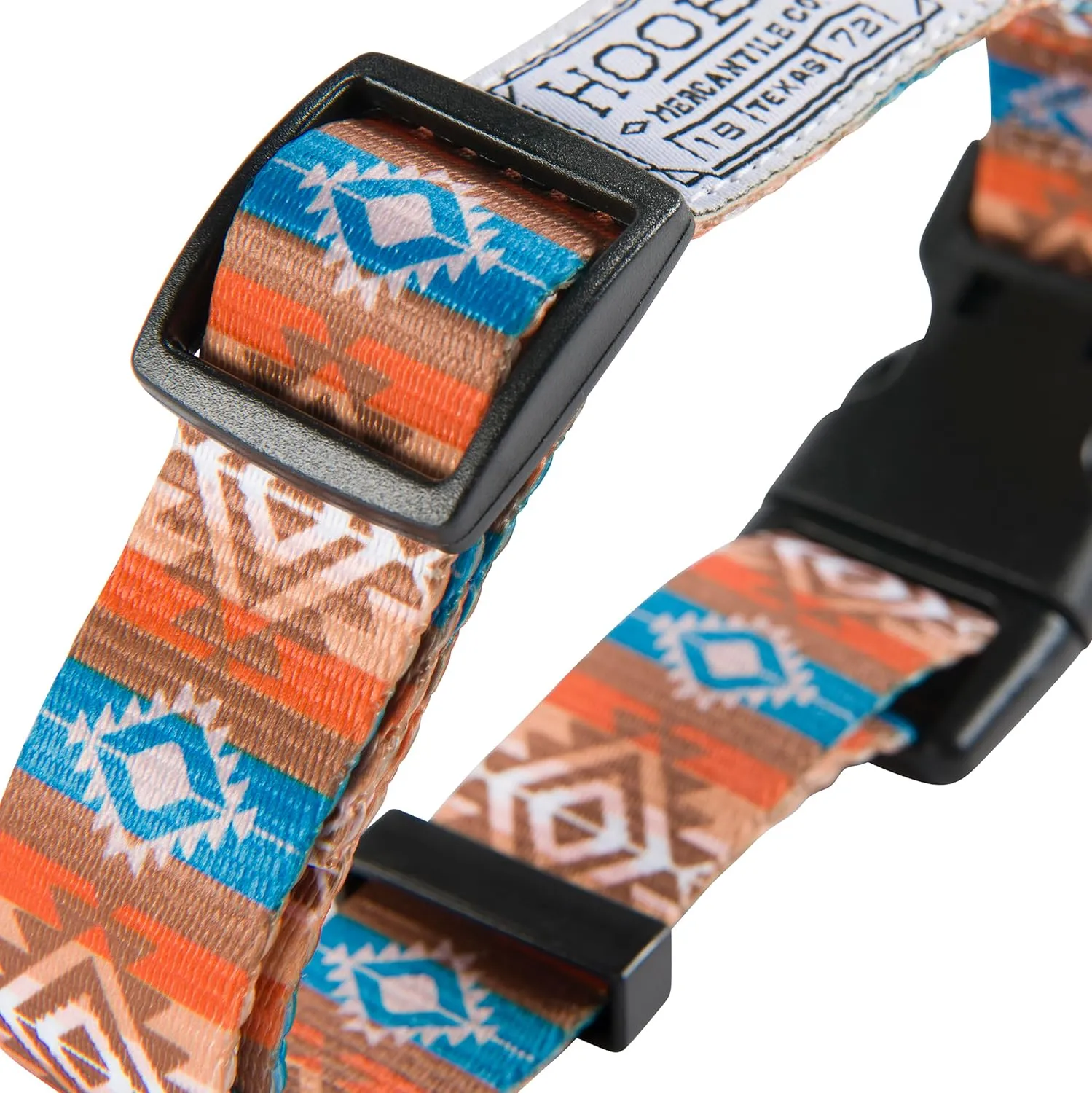 Hooey Nomad Dog Collar, Durable Polyester Webbing Collar with Graphic-Inspired Prints, Dirty Turq, Medium