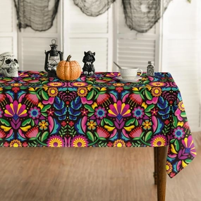 Horaldaily Mexico Tablecloth 60x84 Inch Rectangular, Halloween Cinco De Mayo Fiesta Washable Seasonal Table Cover for Party Picnic Dinner Decor