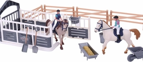 Horse Toys, Horse Stable Playset, Horse Figurine with Rider Pretend Play Toys Animal Toys Set for Boys and Girls 3  Birthday Gifts