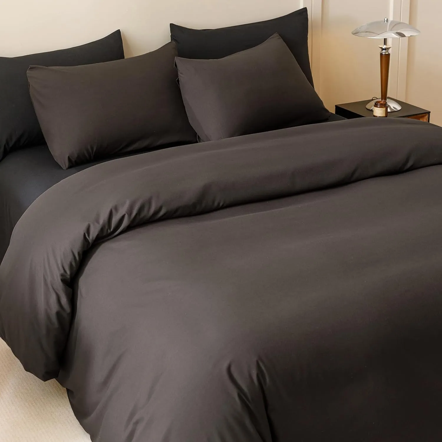 Houseri Dark Brown Comforter Set King 3 Piece Dark Chocolate Bedding King Size Lightweight Black Coffee Bed Set Soft Comfy Quilt Blanket King