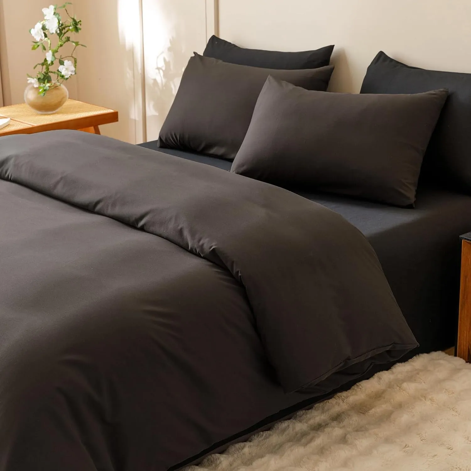 Houseri Dark Brown Comforter Set King 3 Piece Dark Chocolate Bedding King Size Lightweight Black Coffee Bed Set Soft Comfy Quilt Blanket King