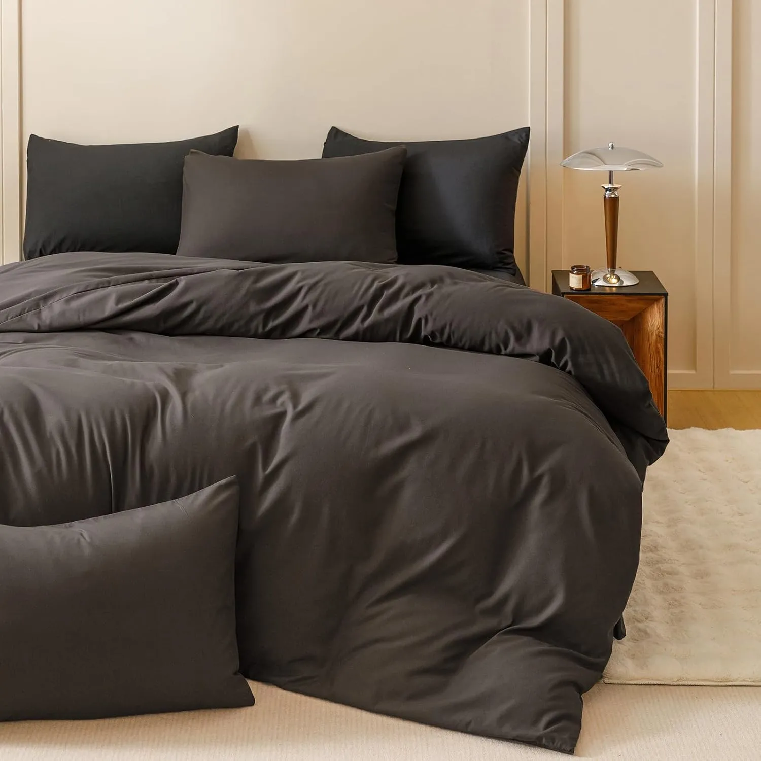 Houseri Dark Brown Comforter Set King 3 Piece Dark Chocolate Bedding King Size Lightweight Black Coffee Bed Set Soft Comfy Quilt Blanket King