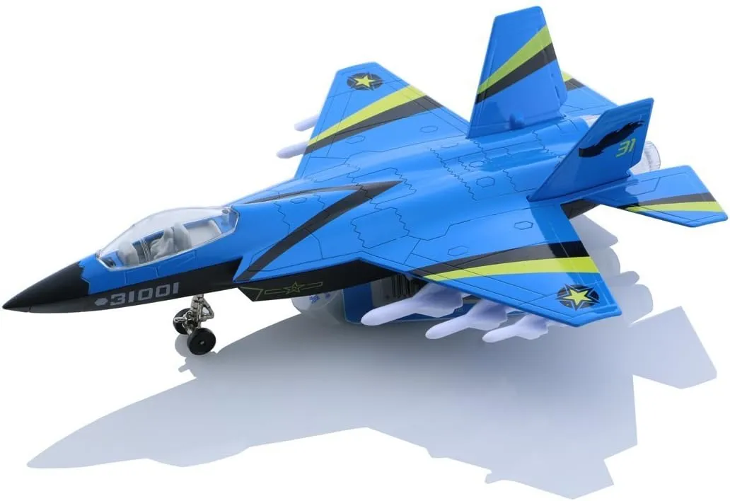 HSOMiD Alloy Planes/Airplane/Aircraft Toy with Pull Back Stealth Bombers and Fighter Planes Black (Blue)