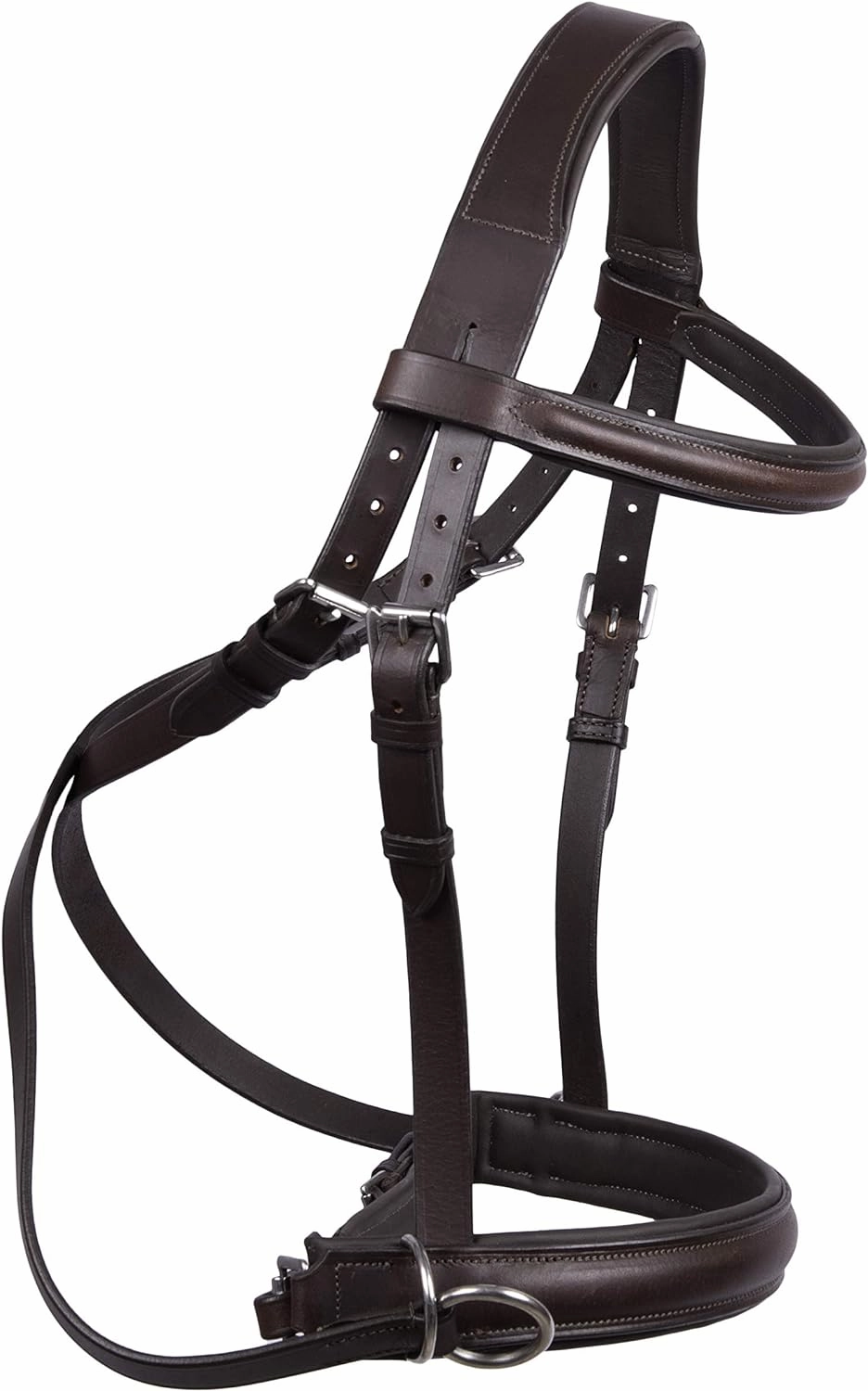 Hulara Genuine English Leather Crossover | Crossunder Bitless Horse Bridle Headstall with Reins