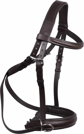 Hulara Genuine English Leather Crossover | Crossunder Bitless Horse Bridle Headstall with Reins