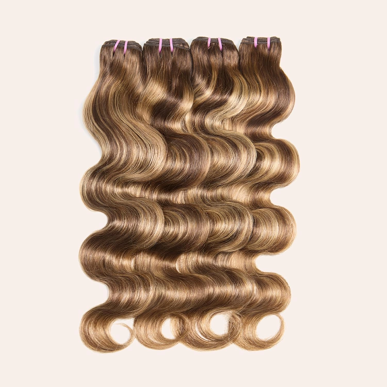 Human Hair Bundles 4 Bundle 16 18 20 22 Inch Hair Extensions Honey Blonde Highlight Body Wave Bundles Human Hair 100% Unprocessed Brazilian Virgin Hair Quick Weave Bundles Human Hair P4/27