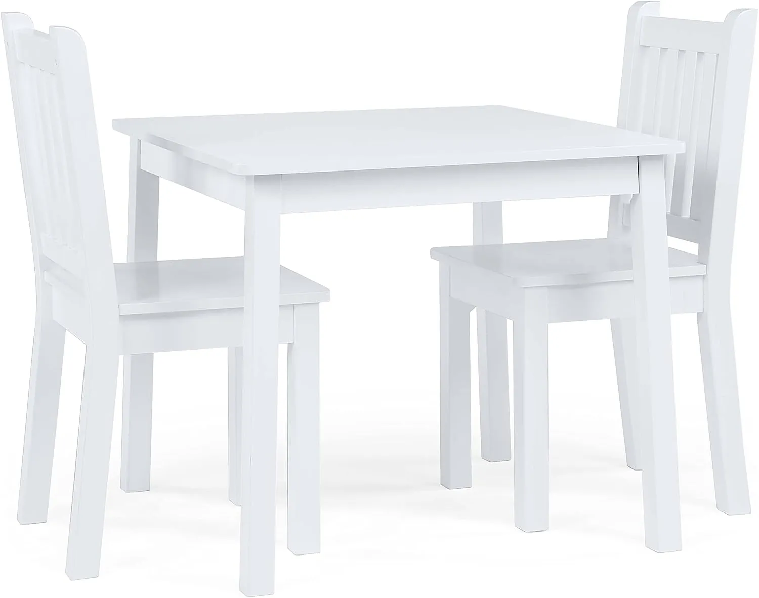 Humble Crew Kids Wooden Table and 2 Chairs Set, White - Square Kids Table and Chair Set for Toddlers and Children for Arts, Crafts, and Snack Time - Sturdy, Durable Toddler Activity Table