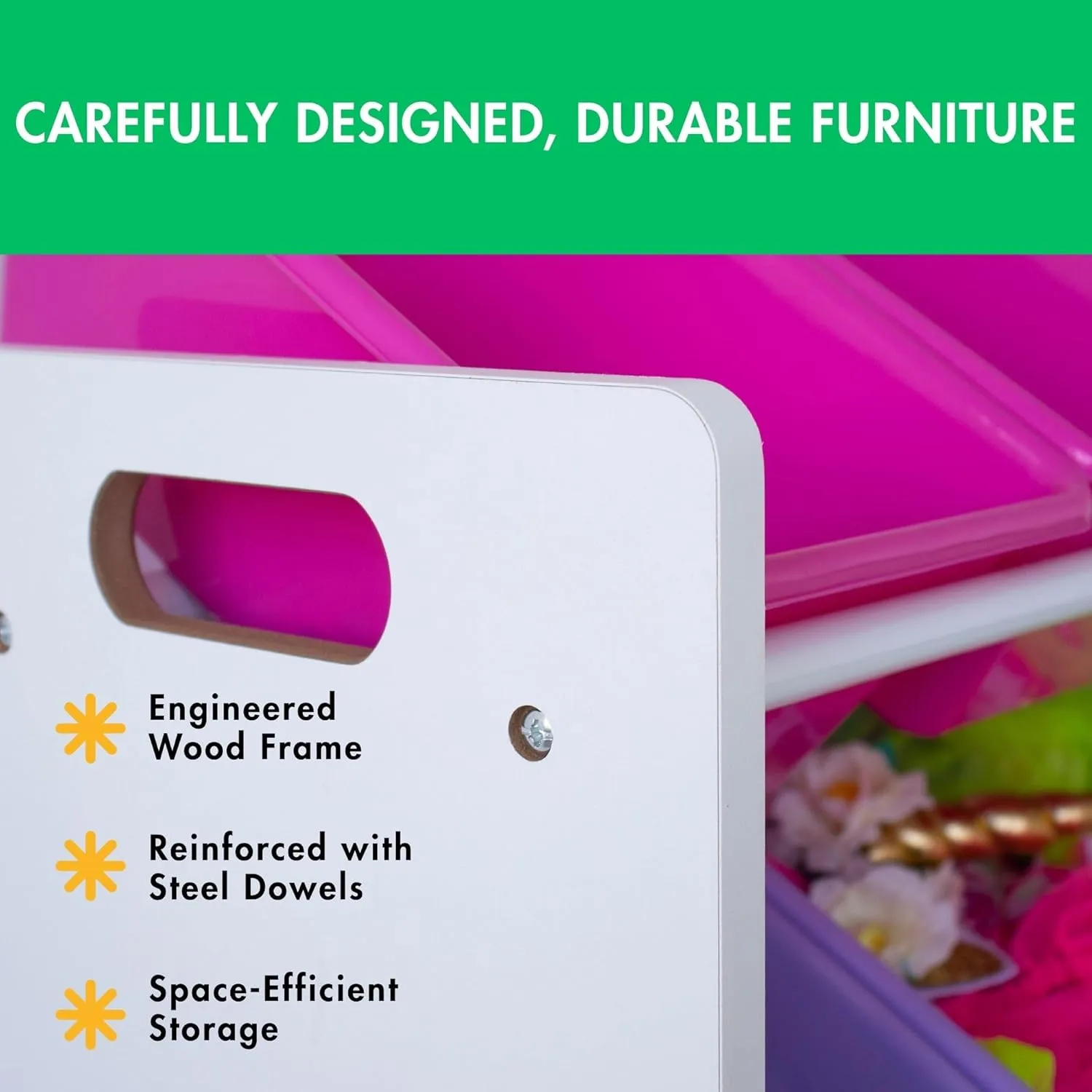 Humble Crew Toy Storage Organizer, White/Pink/Purple/Turquoise 34x11x31 inches,12x9x6 inches,16x12x6 inches