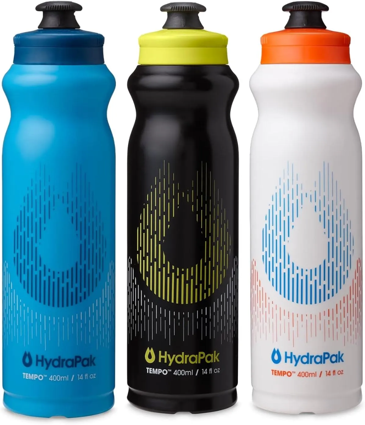 HydraPak Tempo Handheld Running Water Bottle 3-Pack - Made for Runners, Marathon Training and Race Day Squeeze Bottle. Perfect for Hydration, Electrolytes, Recovery and Nutrition Mixes.