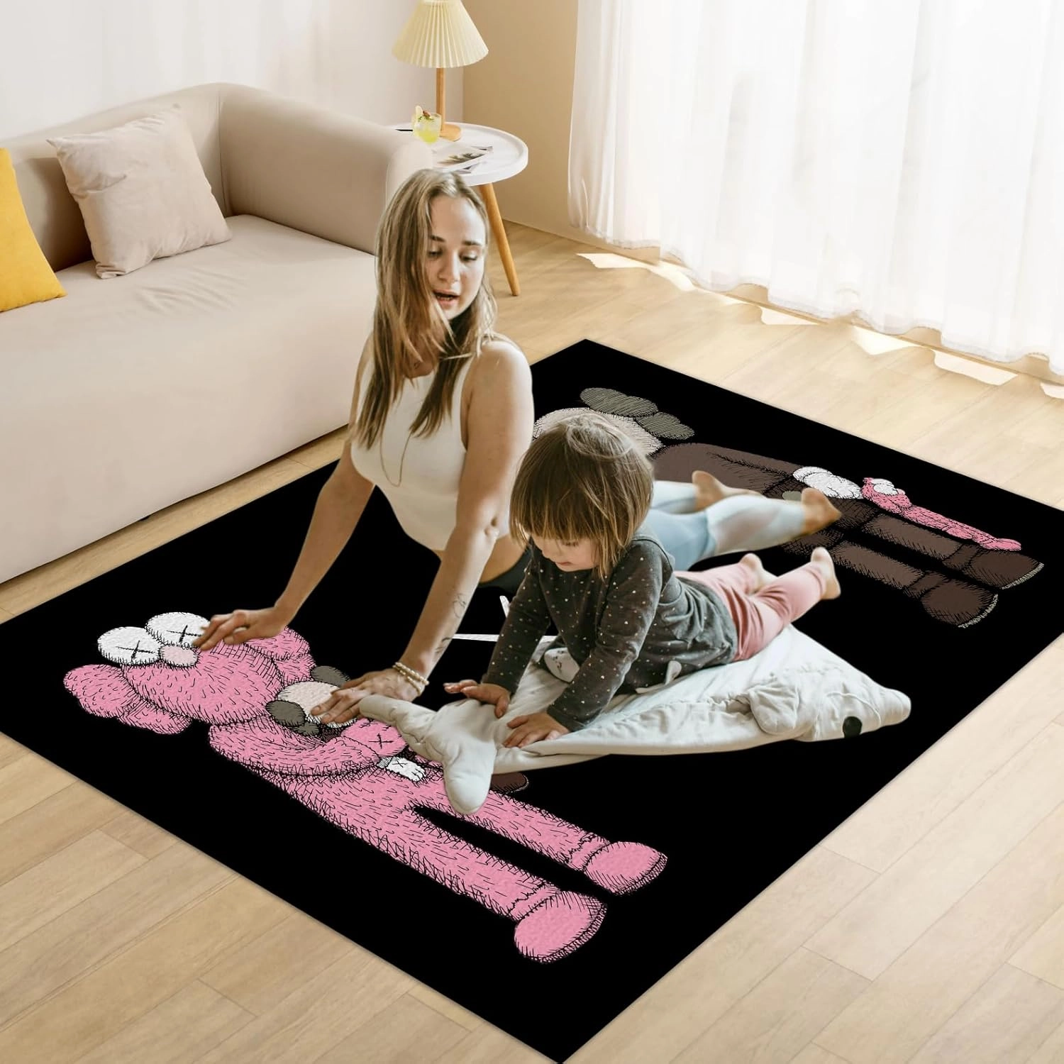 Hypebeast Area Rug Cartoon Decorative Rug Modern Abstract Art Pop Carpet Hypebeast Lover Floor Mat for Living Room Bedroom Playroom Home Decor Rug 3.3' x 5'