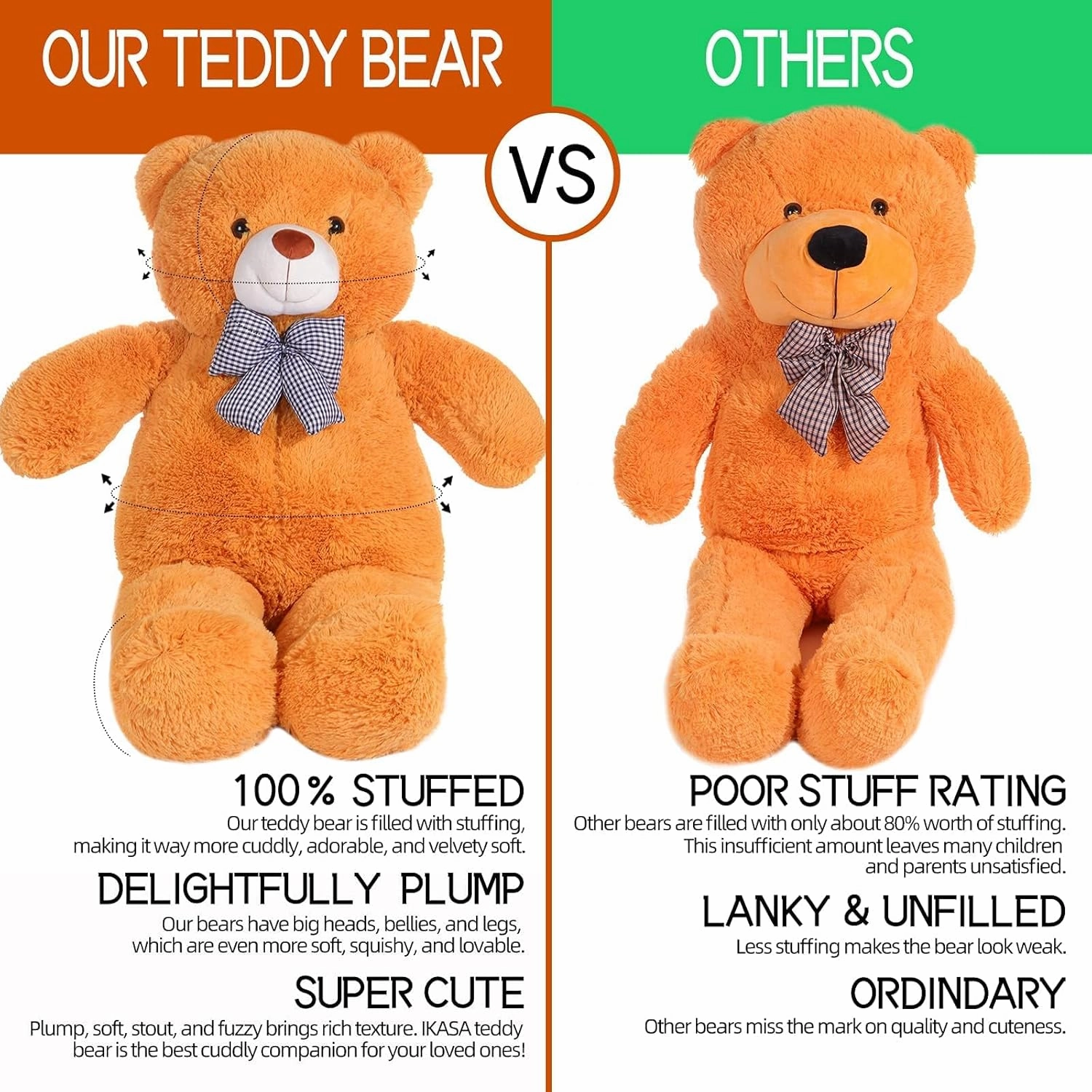 IKASA Giant Teddy Bear Plush Toy Stuffed Animals (Brown, 30 inches)