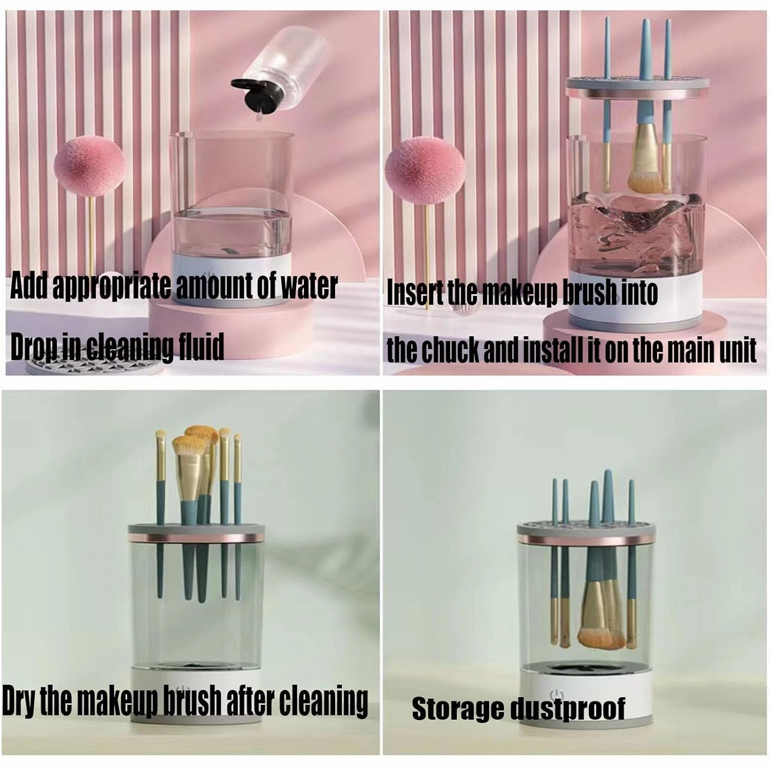 Illumi Brush Blender, Cosmetic Brush Cleaner, Electric Makeup Brush Cleaner, Brush Blender Cleaner (2PCS)