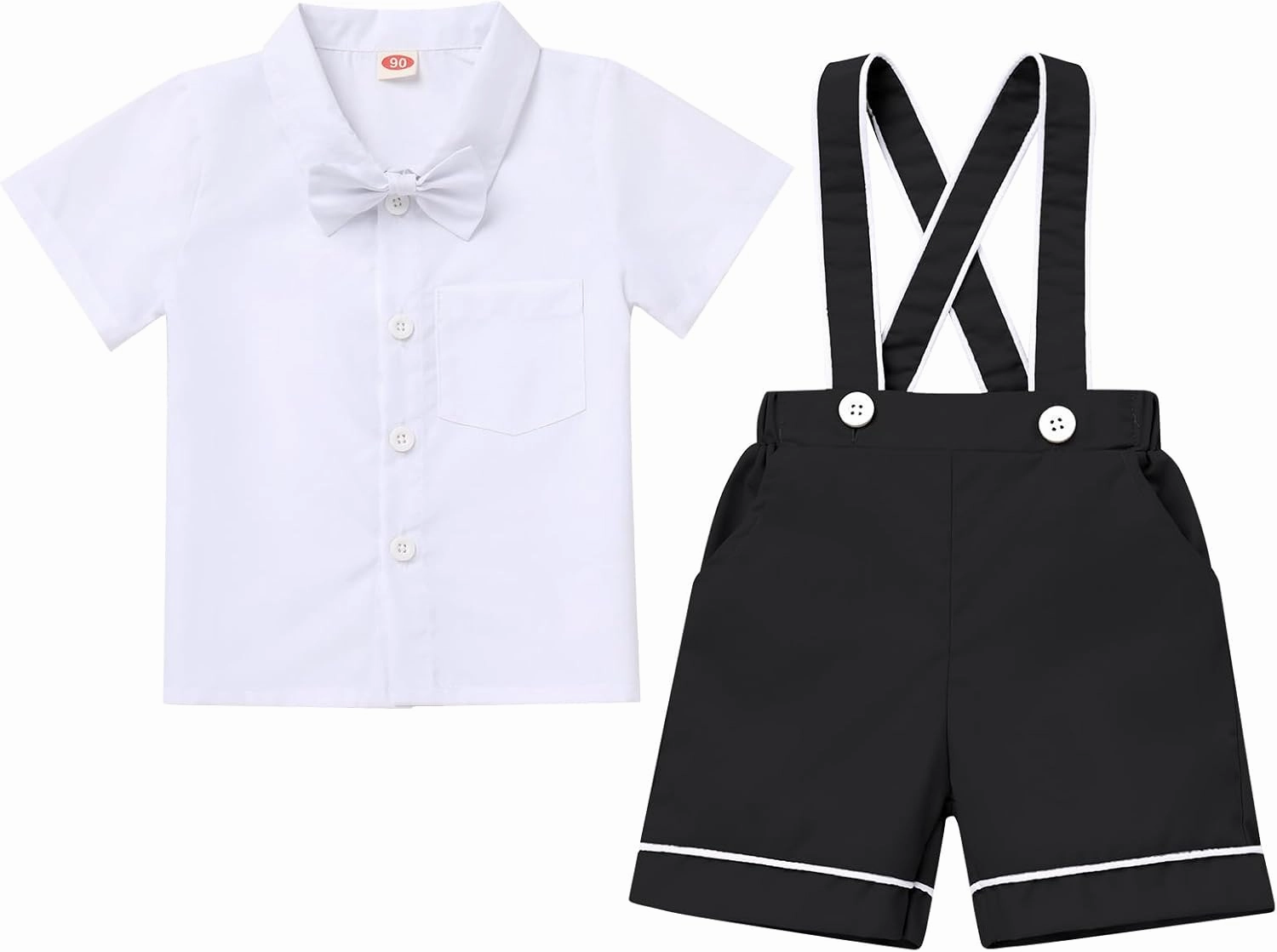 IMEKIS Toddler Baby Boy Baptism Christening Outfit Bowtie Dress Shirt Suspenders Shorts Birthday Wedding Party Suits