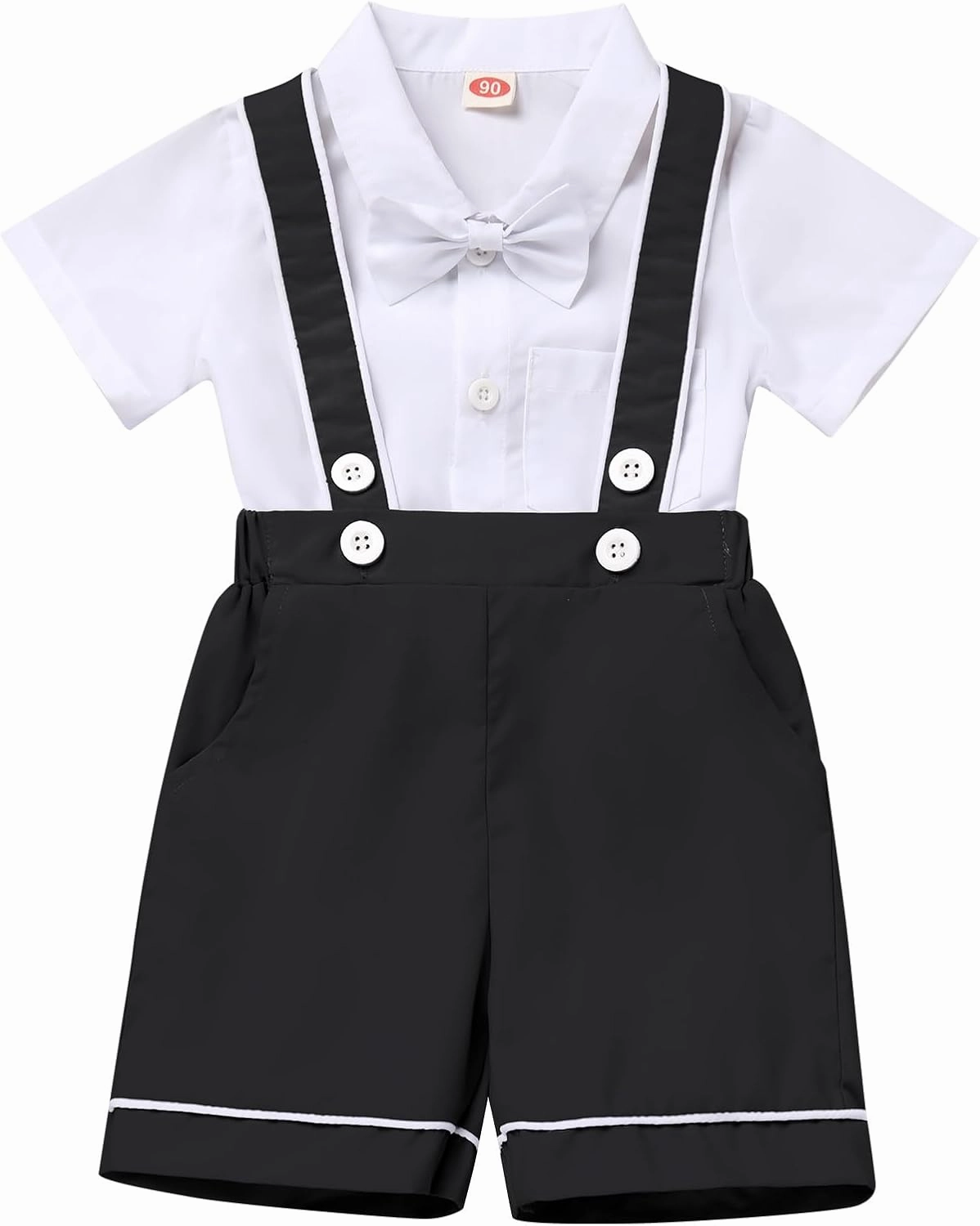 IMEKIS Toddler Baby Boy Baptism Christening Outfit Bowtie Dress Shirt Suspenders Shorts Birthday Wedding Party Suits