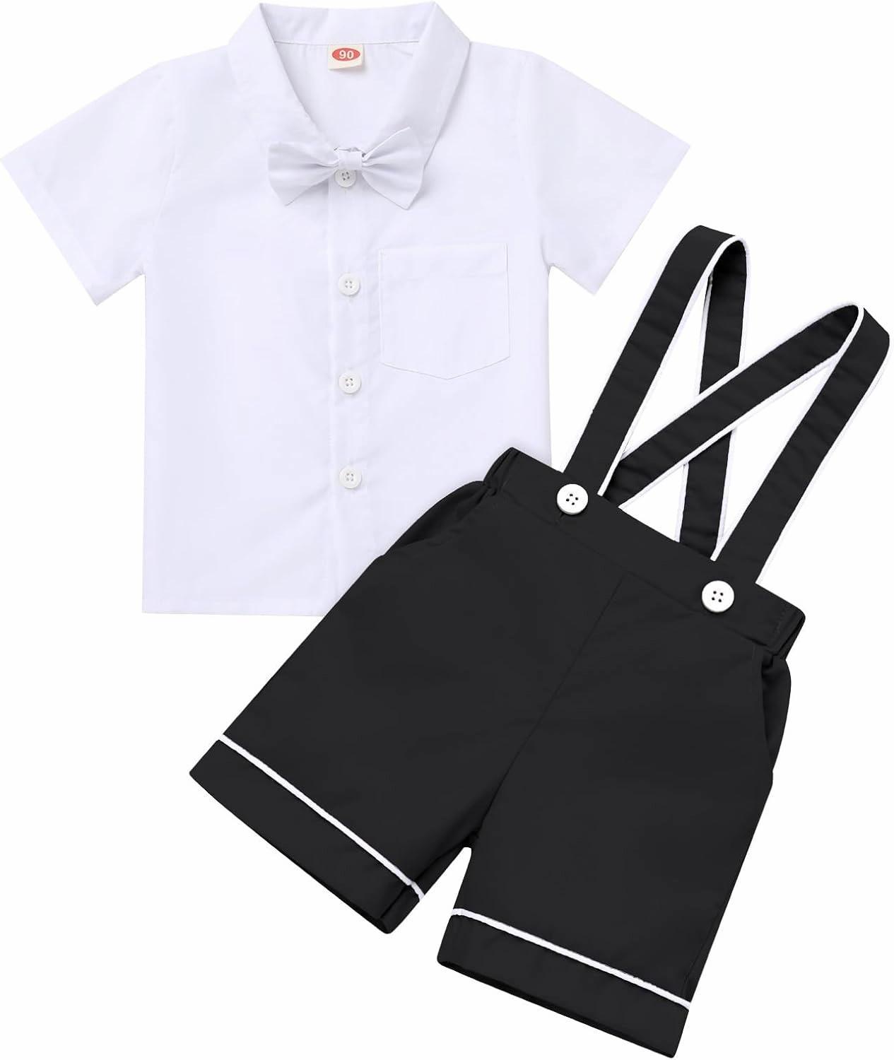 IMEKIS Toddler Baby Boy Baptism Christening Outfit Bowtie Dress Shirt Suspenders Shorts Birthday Wedding Party Suits