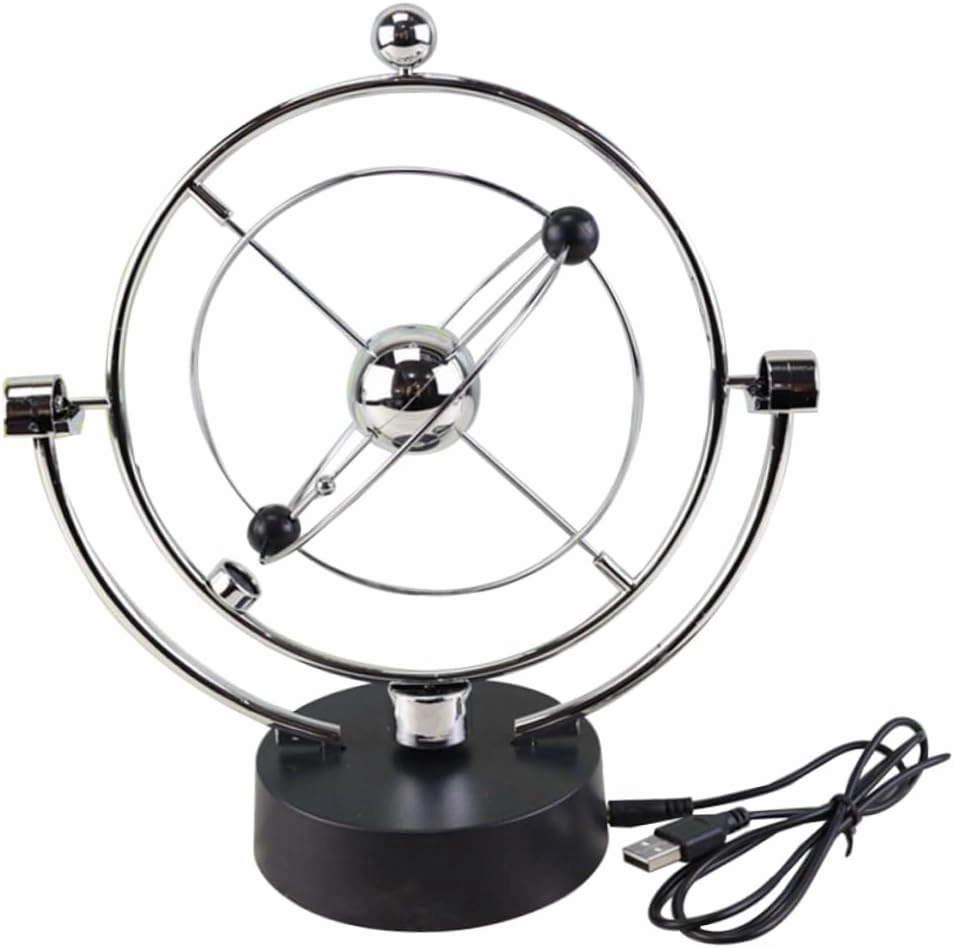 Indoor Perpetual Ball Ornament Tabletop Decor Electric Pendulum Globe Tellurion Physical Science Toy