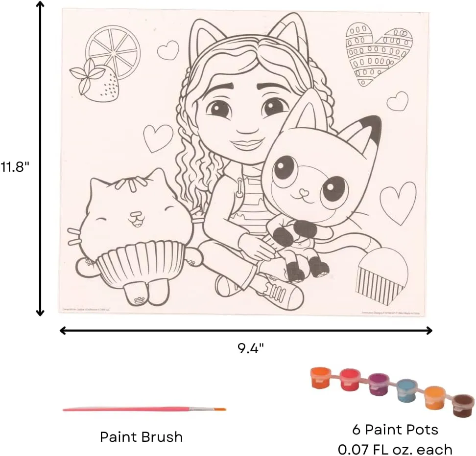 Innovative Designs Gabbys Dollhouse Creative Coloring Canvas Painting and Activity Set for Kids, 1000  pcs