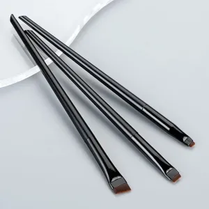 IOCCIOBB Eyeliner Brush Eyebrow Brush Portable Flat Fine Eye Liner Brow Contour Makeup Brushes Cosmetic Makeup Tool 3pcs/Set (Color : Black)