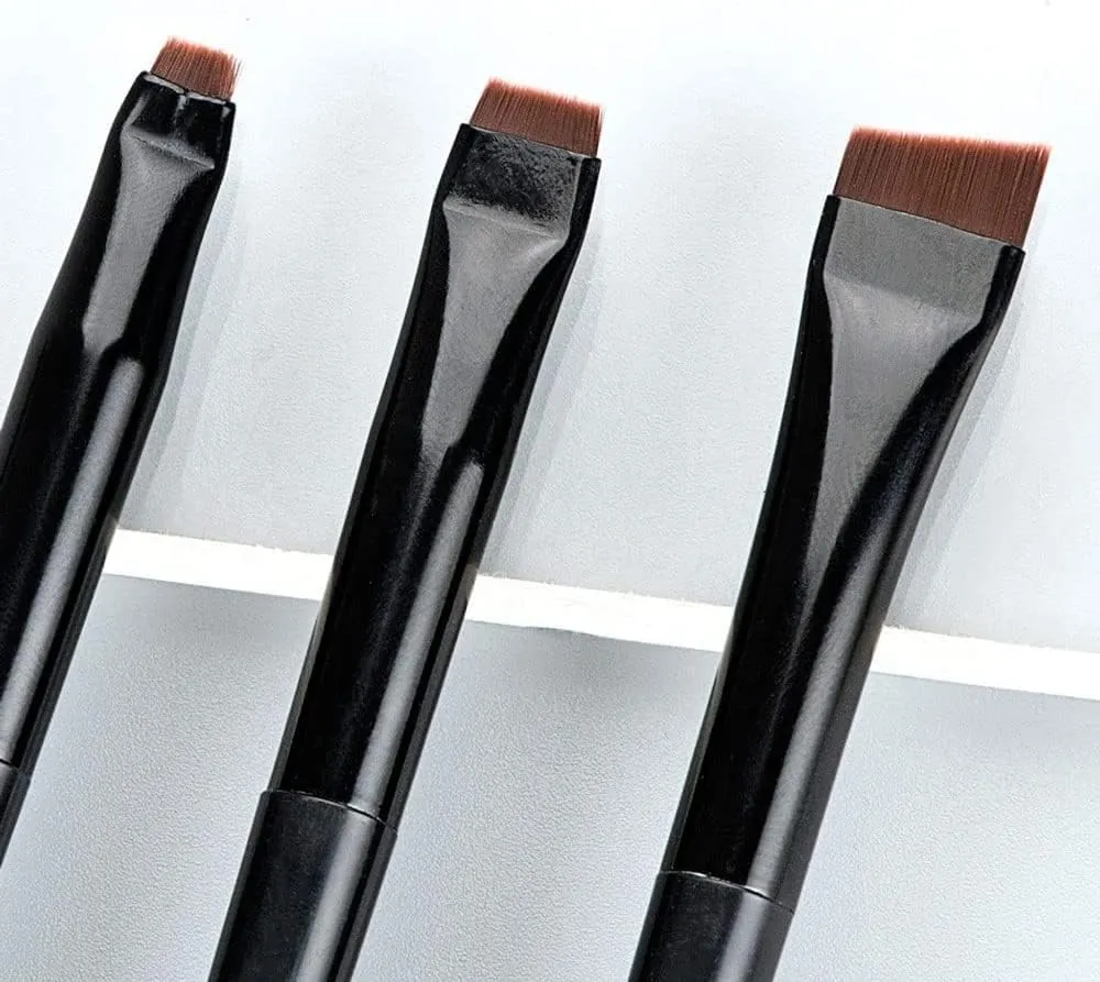 IOCCIOBB Eyeliner Brush Eyebrow Brush Portable Flat Fine Eye Liner Brow Contour Makeup Brushes Cosmetic Makeup Tool 3pcs/Set (Color : Black)