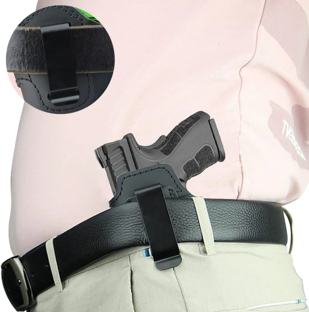 IWB Leather Holster for Inside Waistband Concealed Carry Fits: XD MOD.2 3″ 3.3″ SUB Compact Model 9mm .40sw .45ACP / XD 3″ / Xdm 3.8″ Compact/XDS 3.3″ / XDE 3.3″ or Similar Sized Pistols