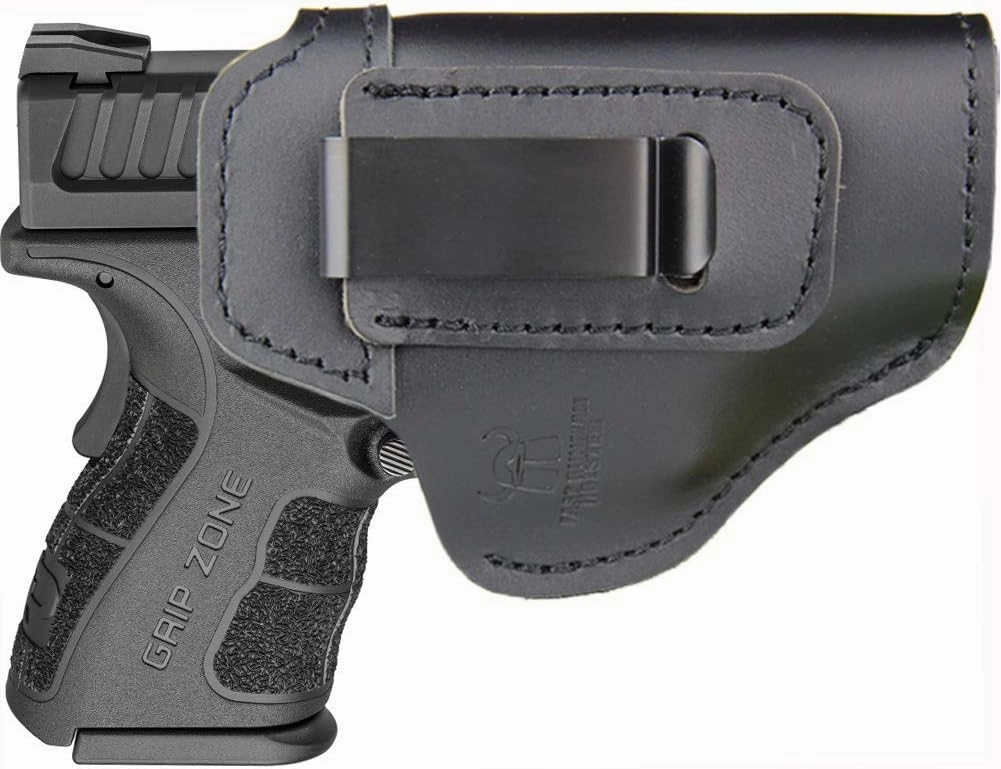 IWB Leather Holster for Inside Waistband Concealed Carry Fits: XD MOD.2 3″ 3.3″ SUB Compact Model 9mm .40sw .45ACP / XD 3″ / Xdm 3.8″ Compact/XDS 3.3″ / XDE 3.3″ or Similar Sized Pistols