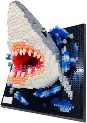IWUTEFET 2000  pcs Creative Wall Art Frame Building Blocks,DIY Decorative Art for Adults,Creative Puzzles,Shark Block Painting,Wall Decoration Gift for Living Room and Bedroom Birthday Gift