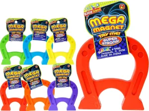 JA-RU Kidz Science Mega Magnets (6 Assorted Color). Large Strong Horseshoe Magnets for Kids, Boys & Girls. Stem Toys for Classroom Learning