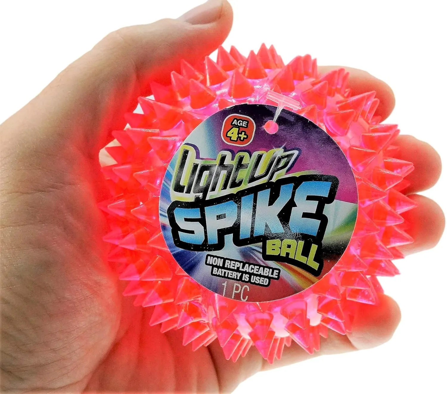 JA-RU Light Up Ball (4 Balls) Rubber Spiky Balls for Kids. Stress Relief Toy Autism Sensory Products. Dog Chew Toy Bulk Birthday Party Favors, Goodie Bag Stuffers. 699-4s
