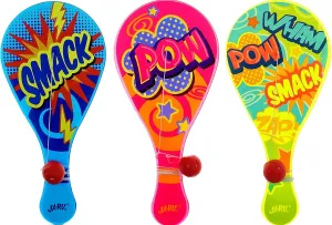 JA-RU Paddle Ball with String (Pack of 3) | Vintage Retro Toys Paddle Ball Set | Party Favor Prizes Toys | Indoor and Outdoor Toy, for Girls and Boys | Item #1994-3s (3 Pack) (Pack of 3)