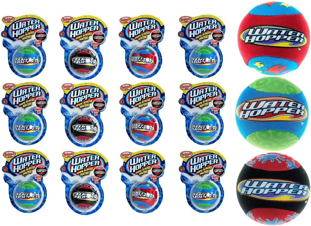 JA-RU Water Skipping Ball (12 Units) Water Hopper Ball for Kids. Squishy Ball That Bounces on Water. Swimming Pool Toys for Teen Boys and Girls. Outdoor Beach Games. 880-12p