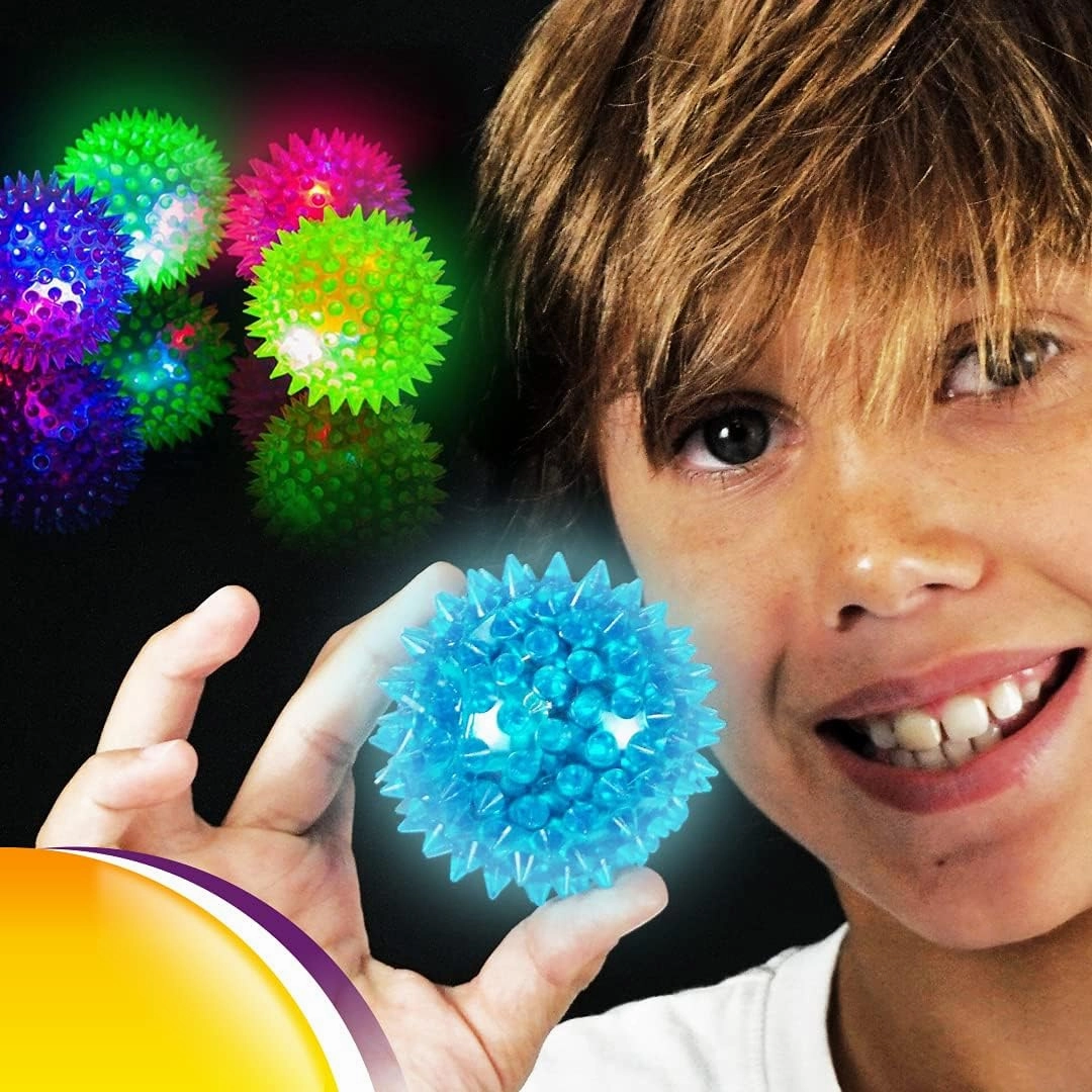 JA-RU Light Up Balls (24) Rubber Spiky Balls for Kids. Stress Relief Toy, Autism Sensory Products. Dog Chew Toy, Bulk Birthday Party Favors, Goodie Bag Stuffers. 695-24p
