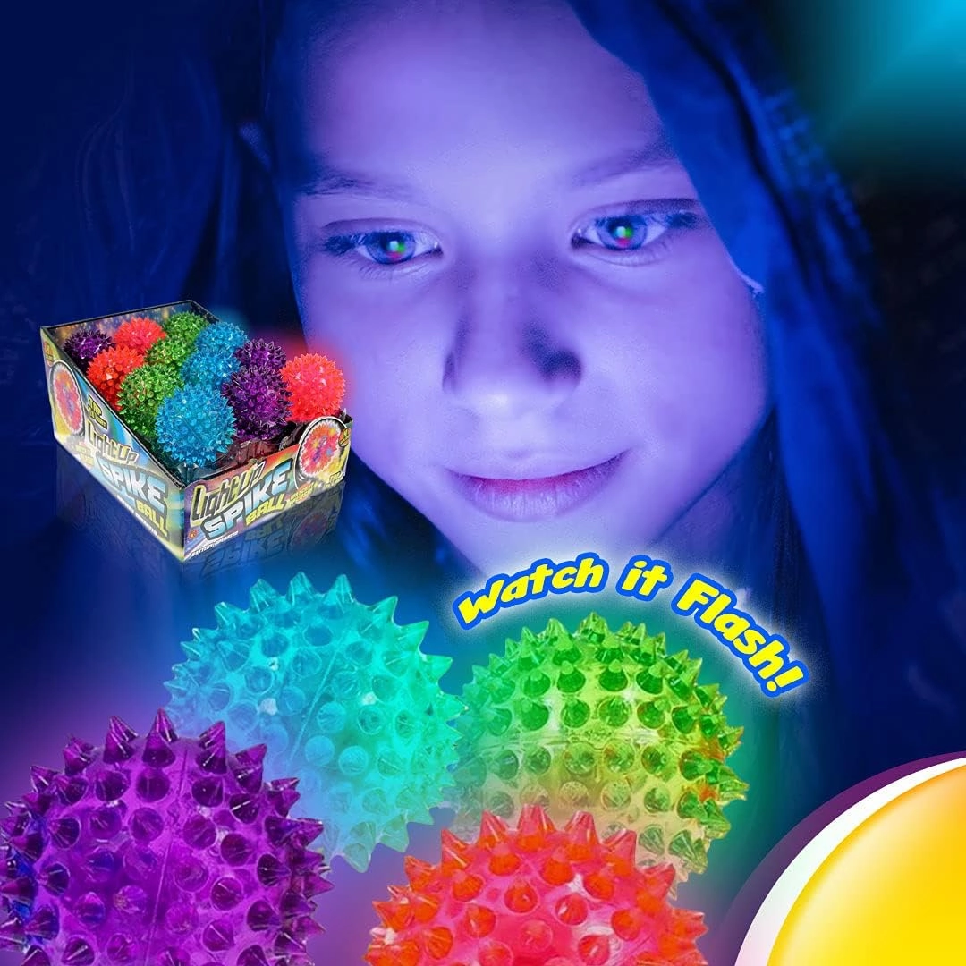JA-RU Light Up Balls (24) Rubber Spiky Balls for Kids. Stress Relief Toy, Autism Sensory Products. Dog Chew Toy, Bulk Birthday Party Favors, Goodie Bag Stuffers. 695-24p