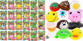 JA-RU Splat Ball Sticky Stress Ball (24 Units Assorted) Animal, Eggs, Squishy Pig Toys for Kids. Slow Rise Squishies. Novelty Toys & Amusements & Teacher Treasure Box Prizes. 5303-24p