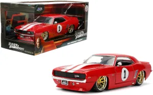 Jada Toys Fast & Furious 1:24 1969 Chevy Camaro Die-Cast Model Car, Detailed Exterior, Authentic Movie Replica, Collectible Toy – Ages 8 , Red