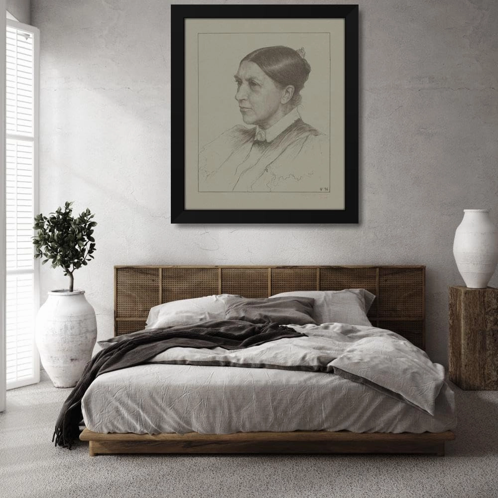 Jan Veth 36x43 Huge Black Modern Framed Art Print Titled: Portrait of Jeltje De Bosch Kemper (1896)